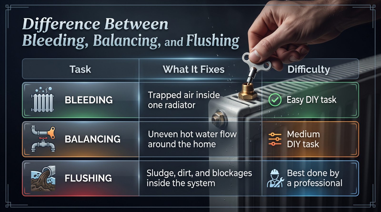 Difference Between Bleeding, Balancing, and Flushing