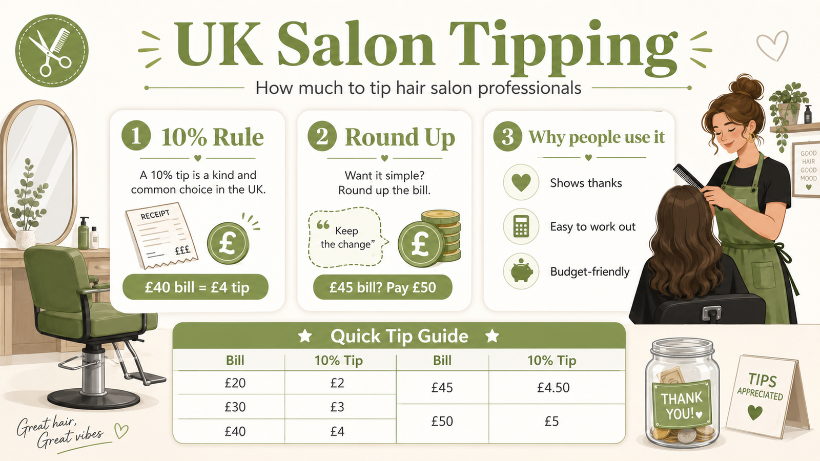 How Much to Tip Hair Salon Professionals in the UK