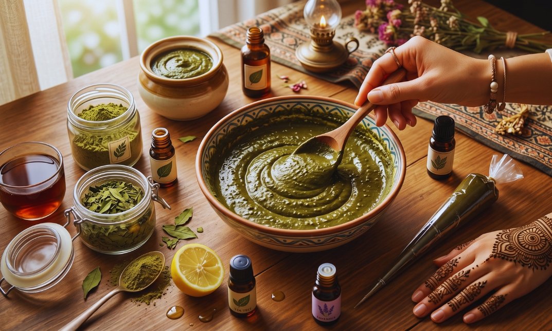 What are the steps for preparing a natural henna paste at home?