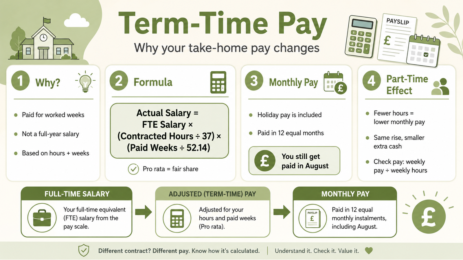 Why does a term time pro rata calculator change your take-home pay