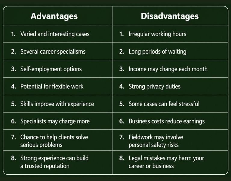 Advantages and Disadvantages of Private Investigation