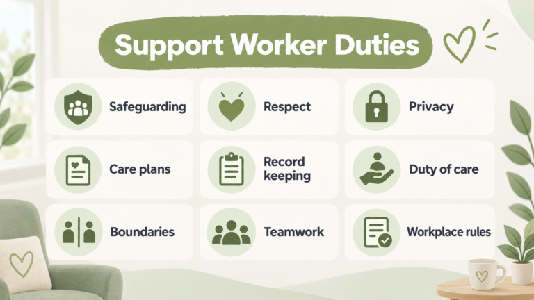 What are the support worker duties and responsibilities
